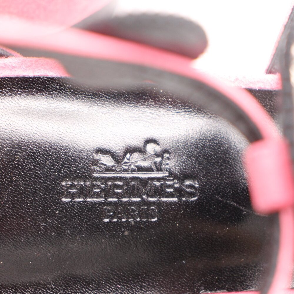 Hermes Paris Women's Eu Size 39.5 Flat Pink Suede Sandals Buckle Italy - Picture 10 of 10